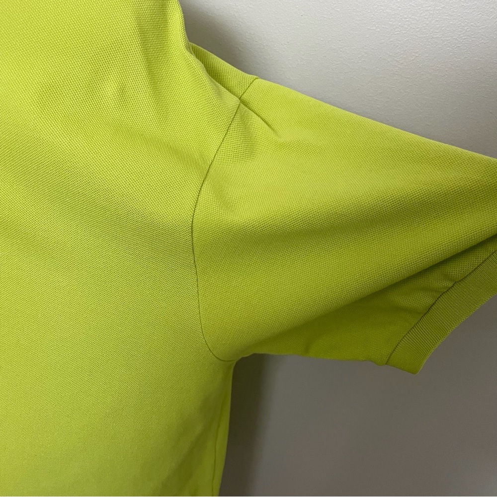 Vintage Lacoste Polo Shirt 100% Cotton Crocodile Patch Chartreuse Lime Green - Picture 10 of 10